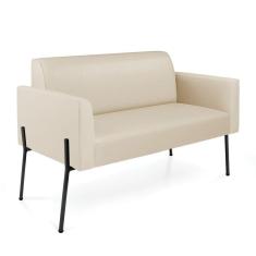 Sofá Namoradeira 2 Lugares Pé De Ferro Preto Marisa Corino D03 - D`rossi Cor Bege