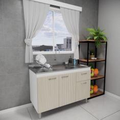 Balcão de Pia Cozinha 120cm Armário Gabinete Morgana Riga