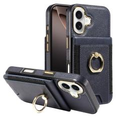 S. Tedazo Capa carteira compatível com iPhone 16 Plus com suporte para cartão de crédito e suporte de anel de rotação de 360°, capa flip de couro com bloqueio RFID à prova de choque para iPhone 16