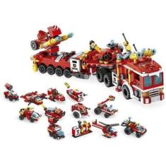 Blocos De Montar Cubic 12 Em 1 Bombeiro 557 Peças -Multikids