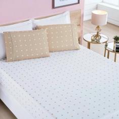 Jogo de Lençol King Petit Poa 200 Fios 3 Peças - Caqui - Bia Enxovais