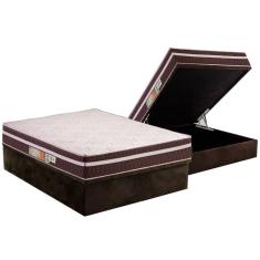 Cama Box Baú Casal: Colchão Anatômico Polar D28 / Orthoface Vip Brown + Base crc Suede Brown(138x188)