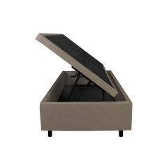 Cama Box Baú Solteiro 88x188x42cm Bege Com Pistão A Gás Bege