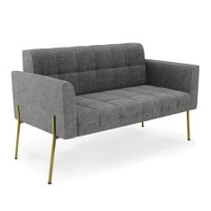 Sofá Namoradeira 2 Lugares Base Pé De Ferro Dourado Elisa Linho D03 - D'rossi Cor A26 Grafite