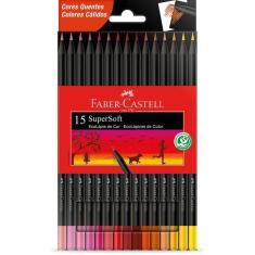 Lápis De Cor Faber Castell Supersoft 15 Cores Quentes