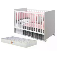 Berço Tico com Colchão D18 de 10cm - Reller Móveis Branco Fosco