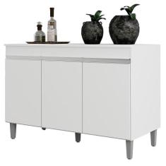 Balcão Pia Manu 120cm com Tampo MDP - AJL Móveis, Branco