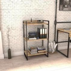 Estante de Livros Industrial Aço 60cmx104cm 3 Prateleiras Kuadra - Com