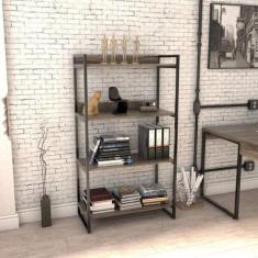 Estante de Livros Industrial Aço 80cmx145cm 4 Prateleiras Kuadra - Com