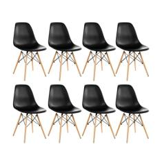 Kit 8 Cadeiras Charles Eames Eiffel DKR Jantar Preta