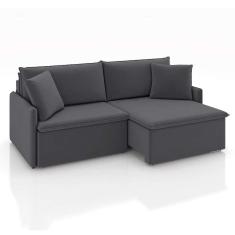 sofá 3 lugares retrátil e reclinável stilo veludo grafite 214 cm