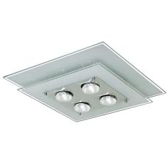 Luminária Plafon com 02 Vidros para 04 Lampadas 44cm x 44cm Ideal para Sala, Cozinha, Quarto (Branco)