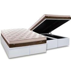Cama Box Baú King: Colchão Molas Ensacadas Plumatex MasterPocket Personalle + Base CRC Courano White(193x203)