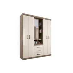 Guarda Roupa Solteiro 5 Portas e 3 Gavetas Havana Star 5.3 Castanha/Off White - Santos Andirá