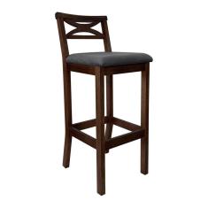 Banqueta Alta Estofada para Bancada Madri Madeira Capuccino Suede Cinza CCS