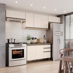 Cozinha Compacta 4 Peças com Duplo Aéreo Basculante 100% Mdf Off White