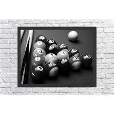 Quadro Decorativo Sinuca Jogos Bilhar Salas Decorações Com Moldura - V