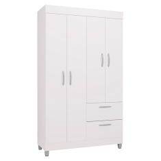Guarda Roupa Solteiro Tóquio 4 Portas Branco Brilho - Poquema