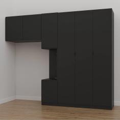 Guarda-Roupa Modulado Solteiro com Mesa de Cabeceira 7 Portas 3 Peças Hera CabeCasa MadeiraMadeira