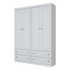 Guarda Roupa Solteiro Americano 4 Portas 4 Gavetas Henn, Branco