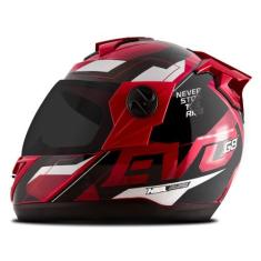Capacete evolution g8 evo brilhante + viseira fumê - PRO TORK, VERMELH