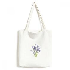 Bolsa de lona com pintura de plantas lavanda bolsa de compras casual bolsa de compras