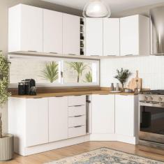 Cozinha Modulada 8 Peças 3 Aéreos 3 Balcões Adega e Toalheiro Ipanema Cabecasa Madeiramadeira Branco