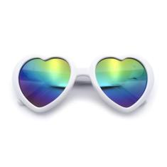 Óculos de sol feminino em formato de coração em plástico com lente espelhada e cor espelhada Diva, Branco, One Size