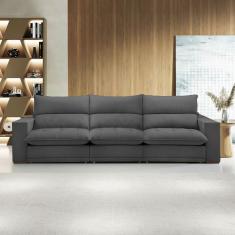 Sofá 5 Lugares Martinho Retrátil Veludo Cinza  - Celflex