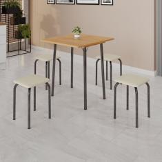 Conjunto Mesa Dobrável com 4 Banquetas Bali Creme / Mart Prata