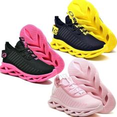 Kit 3 Tênis Trança Pink, Preto Amarelo e Rosa 41