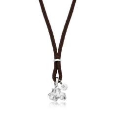 Colar Trator Infantil Prateado no Paracord Marrom - VL ACCESSOIRES