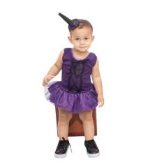 Fantasia Bebê menina Mesversário Bruxinha Halloween Body temática  - c