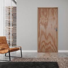 Kit Porta de Madeira 210x92cm Batente 14cm Fechadura Alavanca Comum Interna Mescla Lisa Hale