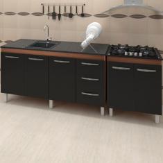 Balcao Pia 150cm E Cooktop 5 Bocas Savana Preto Mobbs Savana Preto