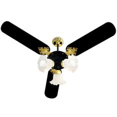 Ventilador De Teto Venti-delta New Zeta Preto Com Dourado 3 Pás Laqueada Preto 220v