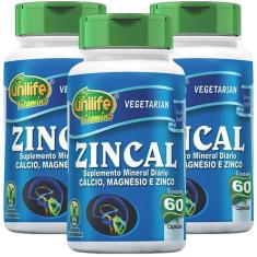 Zincal Cálcio, Magnésio, Zinco 60 Cápsulas Kit Com 3
