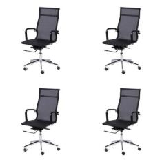 Kit 4 Cadeiras Escritorio Presidente Esteirinha Tela Mesh 3303 - OR De