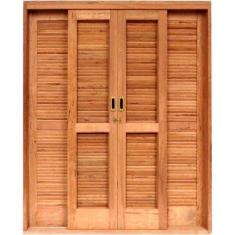 Porta de Correr Veneziana Madeira 6 Folhas Madersilva 2,15mx1,80mx15cm