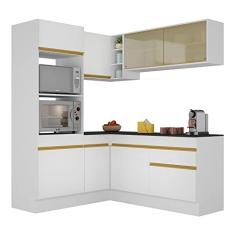 Cozinha Completa de Canto com Rodapé Veneza Multimóveis Mp2098 com Armário e Balcão Branca