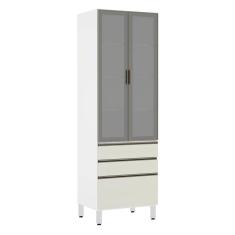 Paneleiro Torre 70Cm Prata Pérola Branco Com Kashmir