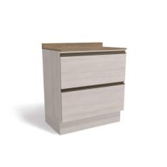 Balcão de Cozinha Modulado Maxxi G755 2 Gavetas c/Tampo 80cm Branco/Nogal - Kappesberg