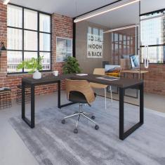 Escrivaninha em L Yon Diretor 150x70x75 Terracota/Preto