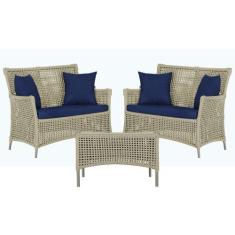 2 Sofás Área e Mesa Igapó Alumínio Pintura Fendi Corda Náutica Estofad