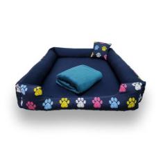 cama para cachorro grande cama de cachorro caminha retangular  azul ma