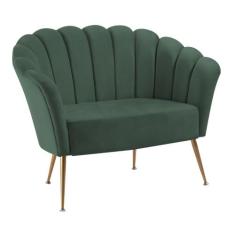 Sofá Pétala Slim Veludo Verde Aço Dourado - DAF Mobiliário