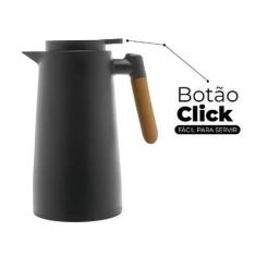 Garrafa Térmica Termômetro Digital 1L Café Chá Com Cabo Madeira - m,m