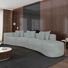 Sofá Curvo Decorativo Kimiko 437Cm 6 Lugares Sala de Estar com Chaise 
