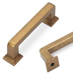 COTYKILEY Pacote com 10 puxadores e puxadores de armário de cozinha de latão antigo de 76 mm - Puxadores de gaveta vintage em acabamento bronze dourado envelhecido