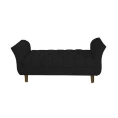 Recamier Estofado Para Quarto Closet 140 cm Grécia Suede Preto - INCAS